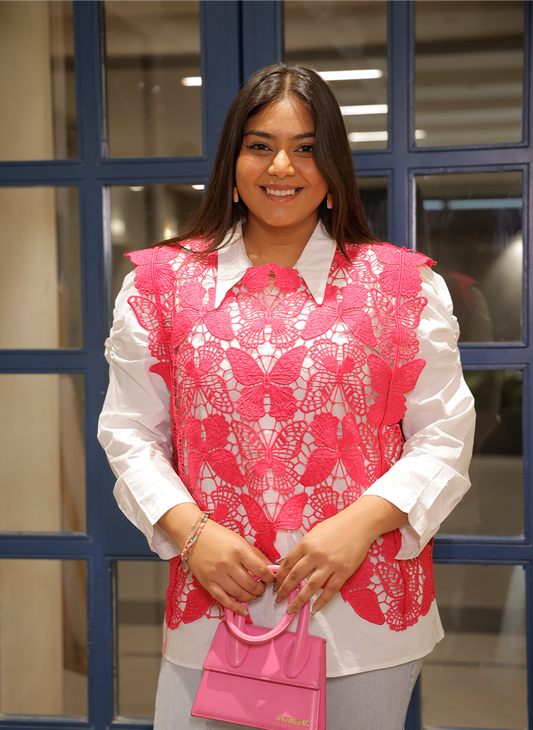 Butterfly Bloom Lace Overlay Top
