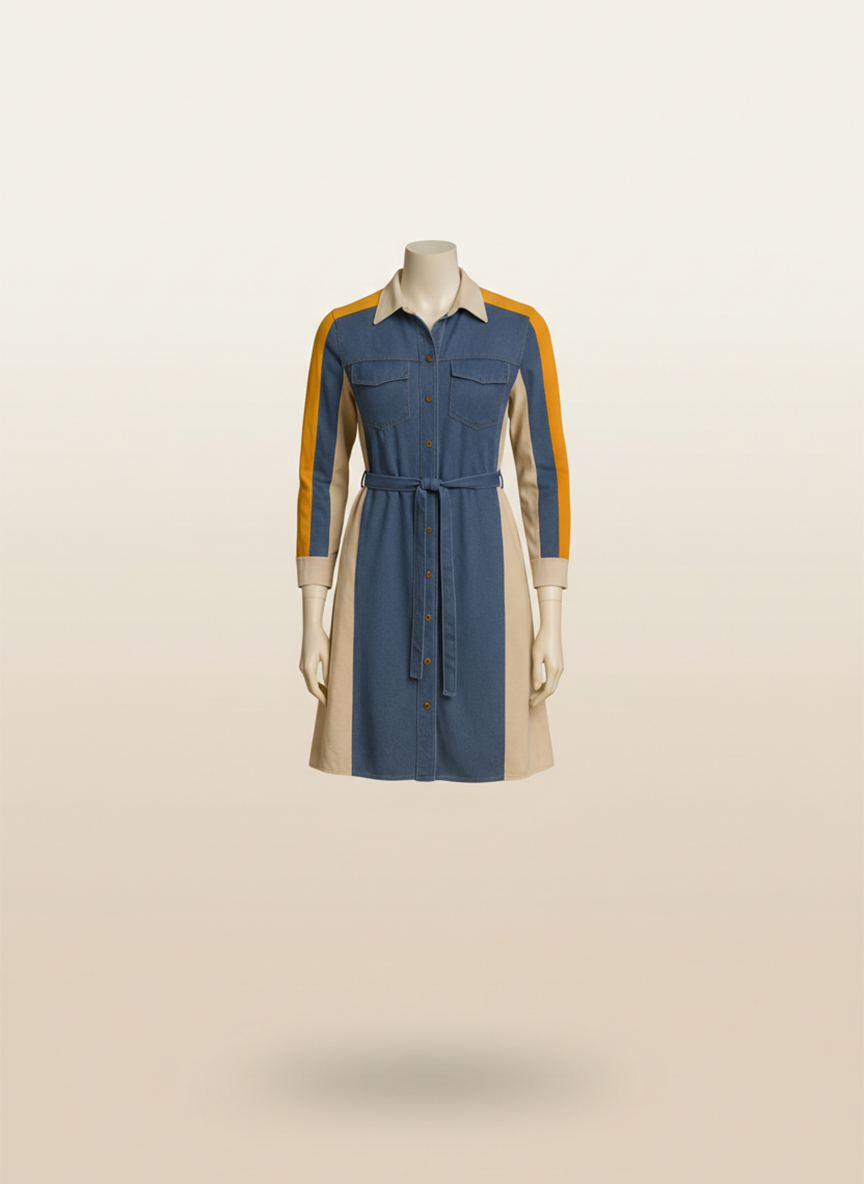 Denim 3 colour dress