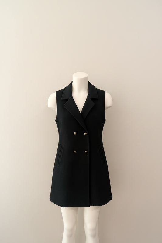 Black Sleeveless Blazer Dress
