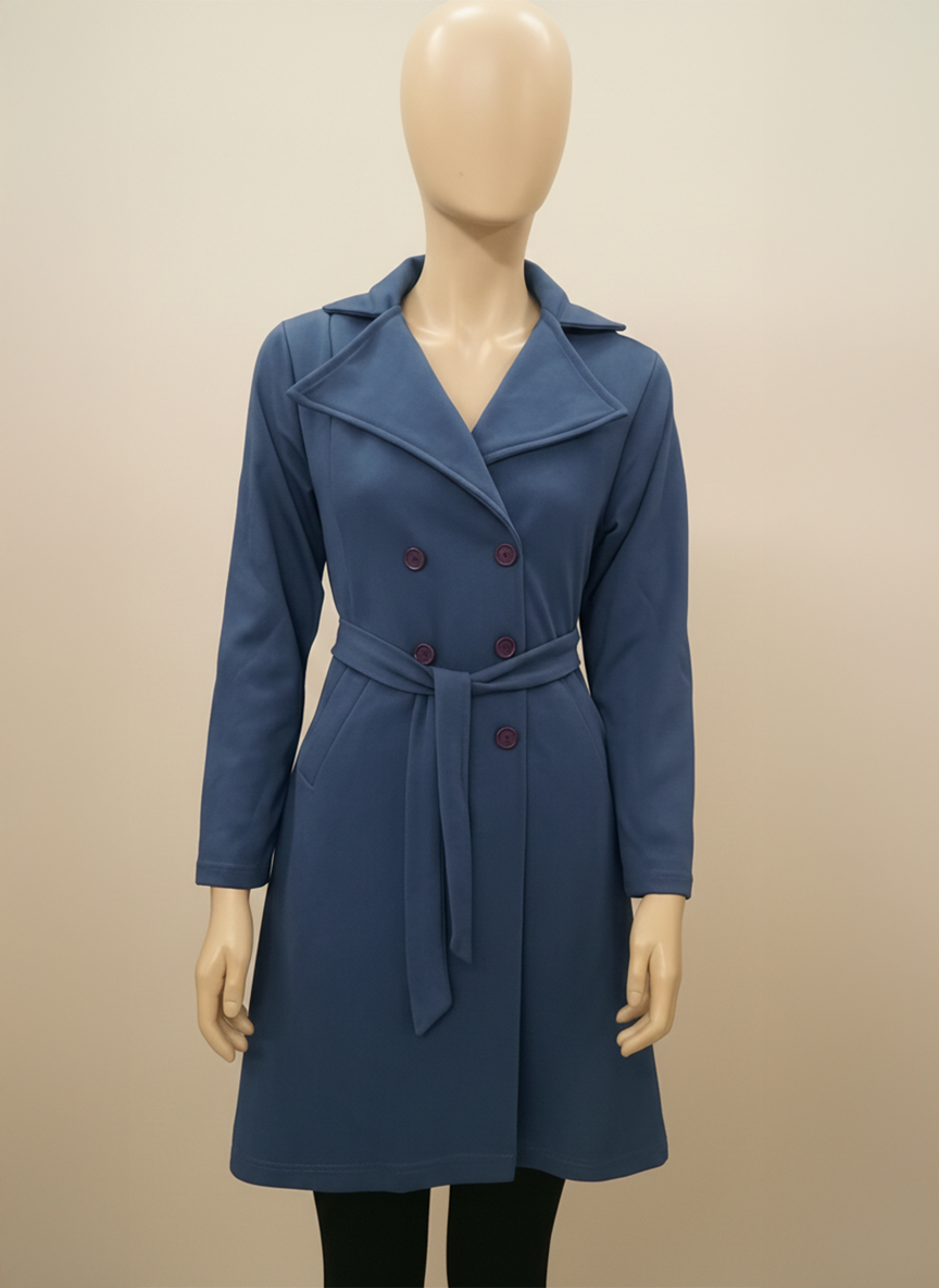 Navy Trench-Style Dress