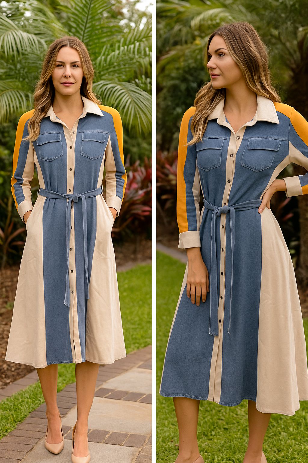 Denim 3 colour dress