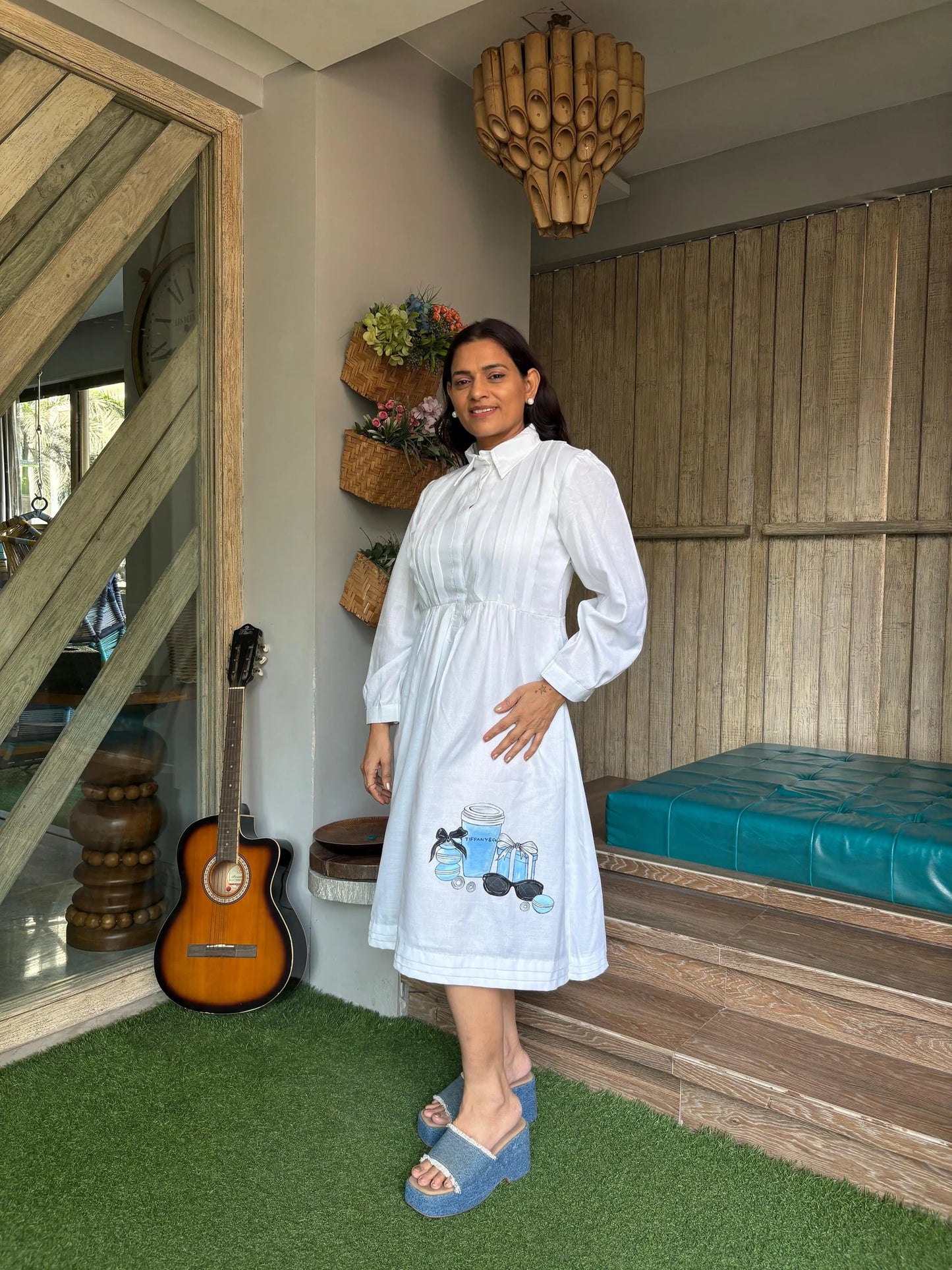 Parisian Mood Hand-Painted Shirt Dress