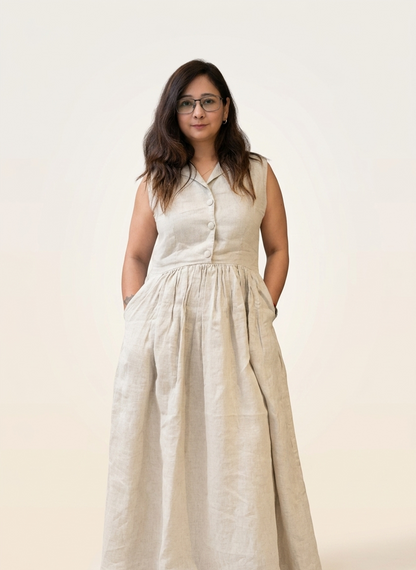 Oatmeal Linen Shirt Dress