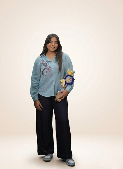 Aqua Bloom Art Shirt