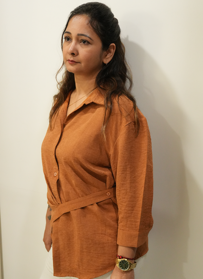 Sculpted Rust Wrap Top