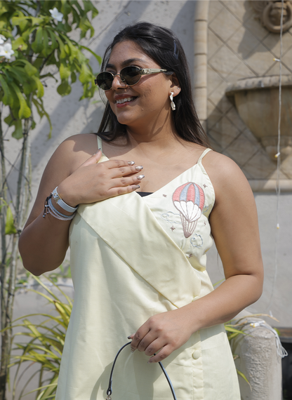 Lemon Asymmetric Wrap Dress