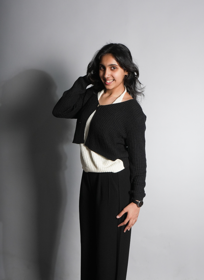 Contrast Ribbed Knit Overlay