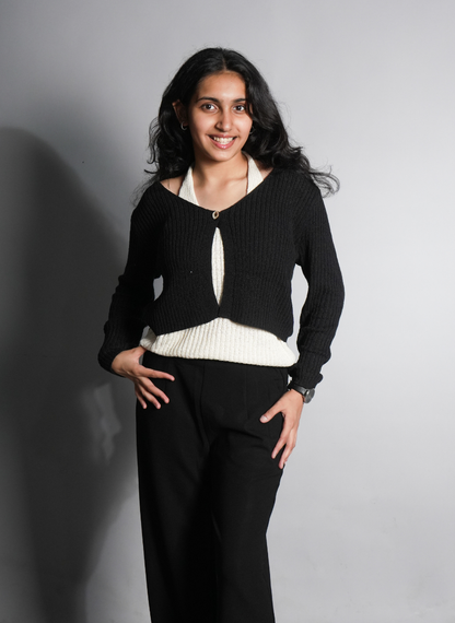 Contrast Ribbed Knit Overlay