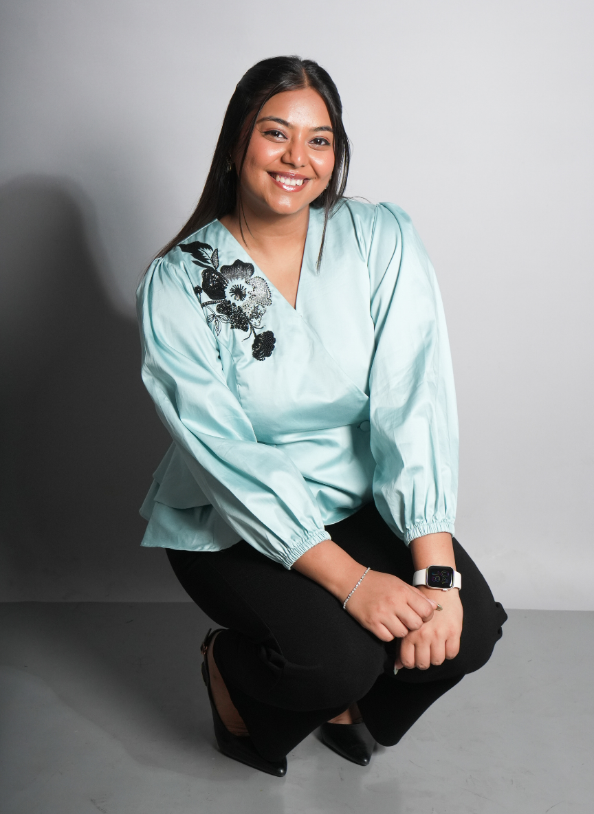 Azure Floral Wrap Blouse
