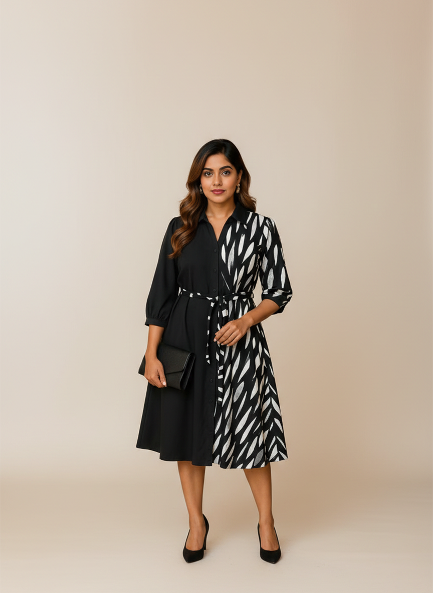 Black White Pattern Dress