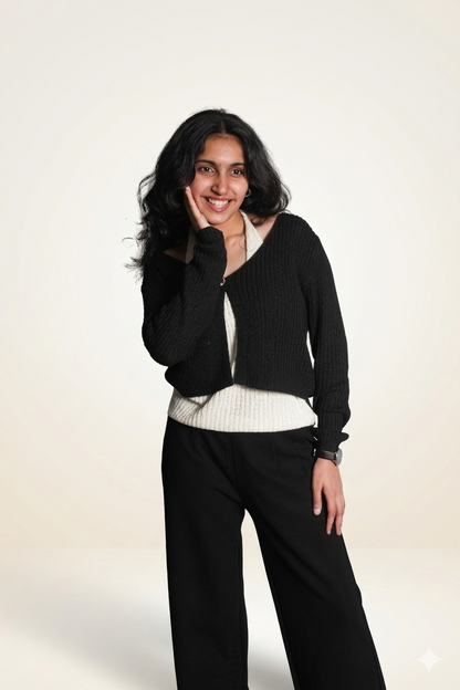 Contrast Ribbed Knit Overlay