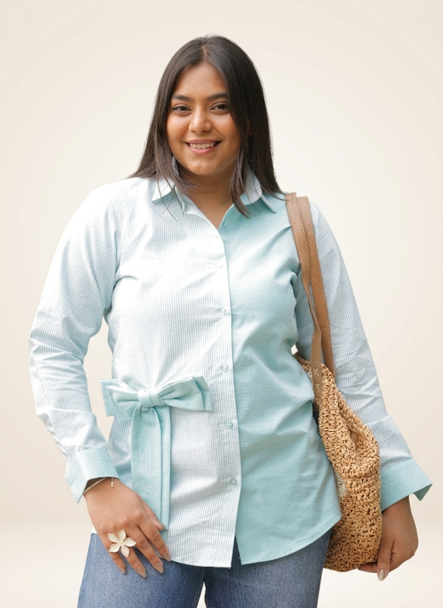 Mint Charm Bow Shirt