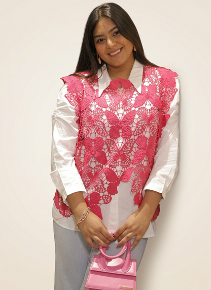 Butterfly Bloom Lace Overlay Top - SOLD OUT