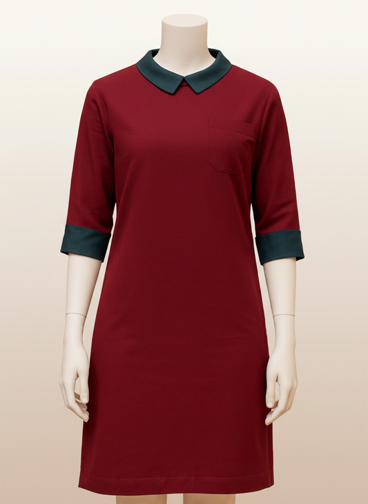 Contrast Collar Shift Dress