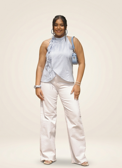Sky Stripe Bow Top