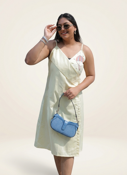 Lemon Asymmetric Wrap Dress