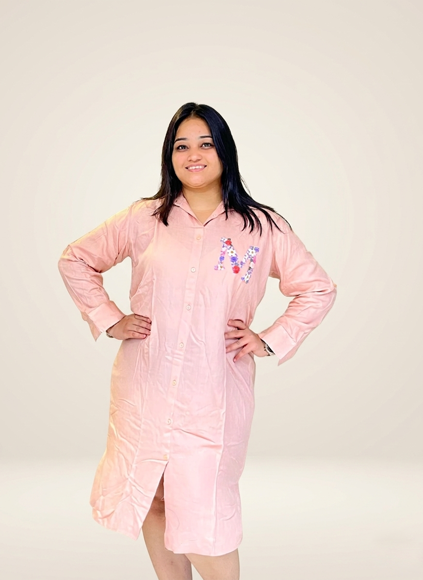 Bloom Letter Pastel Shirt Dress