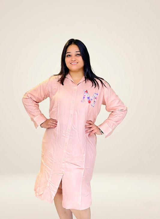 Bloom Letter Pastel Shirt Dress