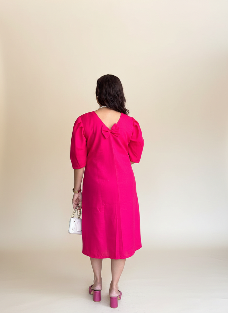 Elegant Pink Bow Dress