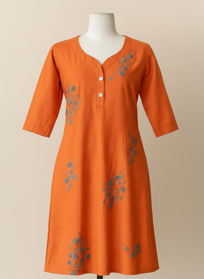 Burnt Orange Midi Dress