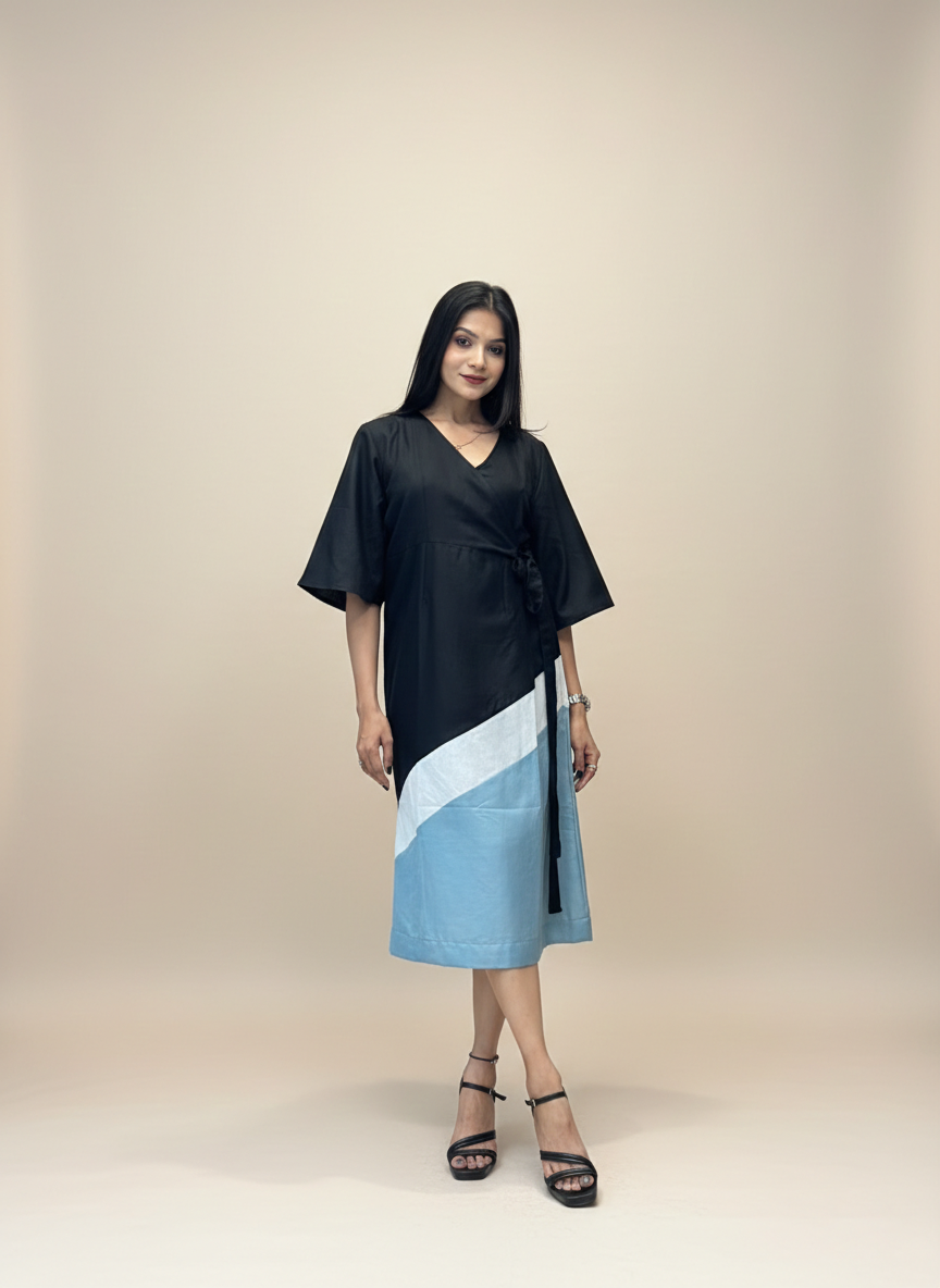 Color-Block Wrap Dress
