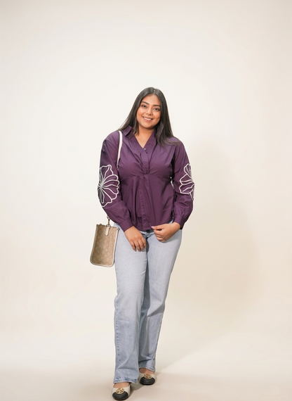 Royal Bloom Embroidered Top