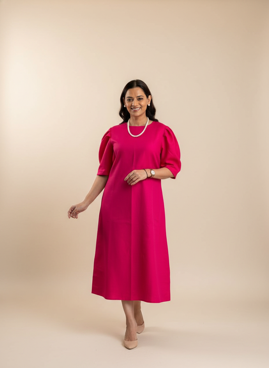 ELEGANT PINK BOW DETAIL DRESS