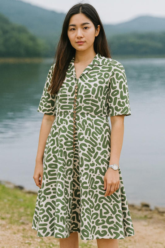 Green White Dress