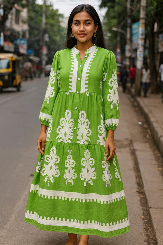 Green White Dress