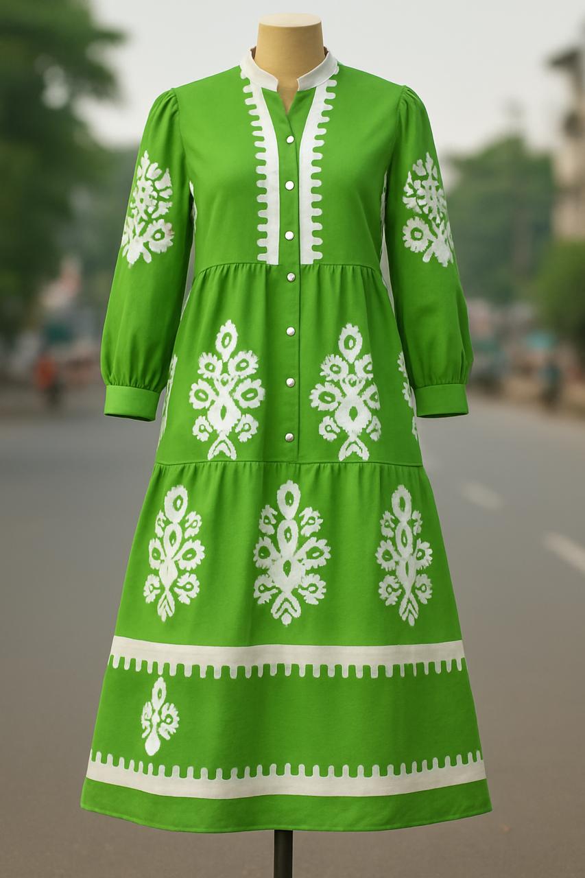 Green White Dress