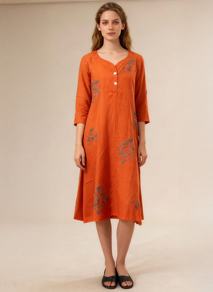 Burnt Orange Midi Dress