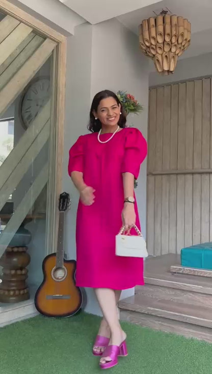 Elegant Pink Bow Dress
